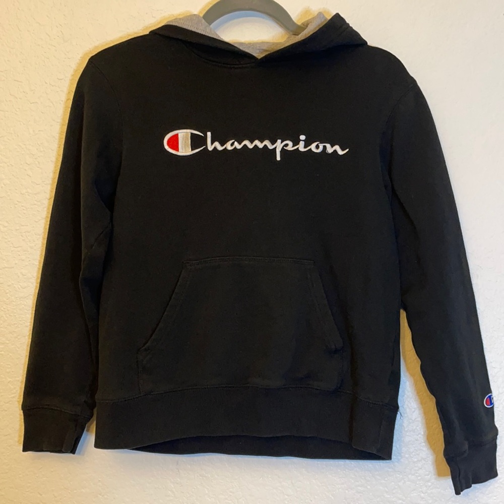 Children’s size large. Champion brand black hoodie.